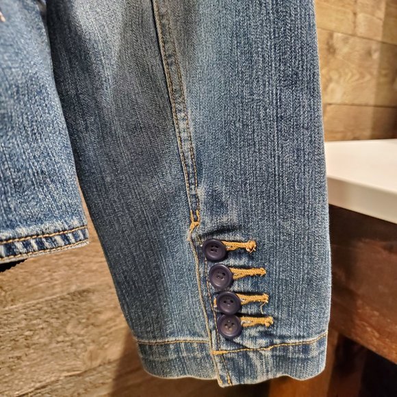 St. John's Bay Denim Jacket Size Med Stretch Button Blue Pockets Denim M - Picture 7 of 8